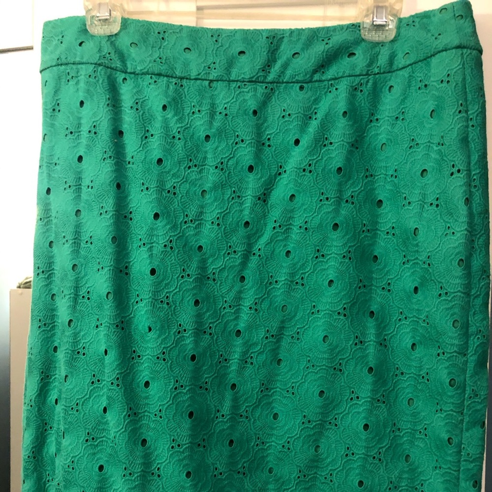 Green cotton lace skirt